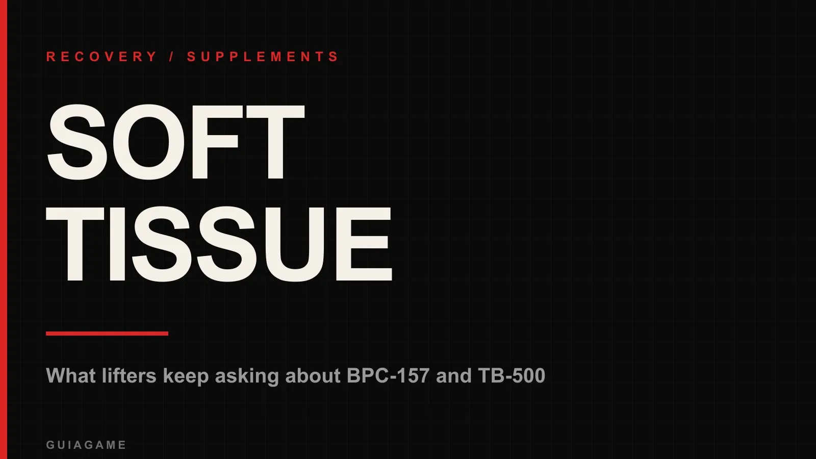Bold display type reading SOFT TISSUE on a dark background